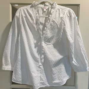 LC Lauren Conrad white ruffle popover blouse